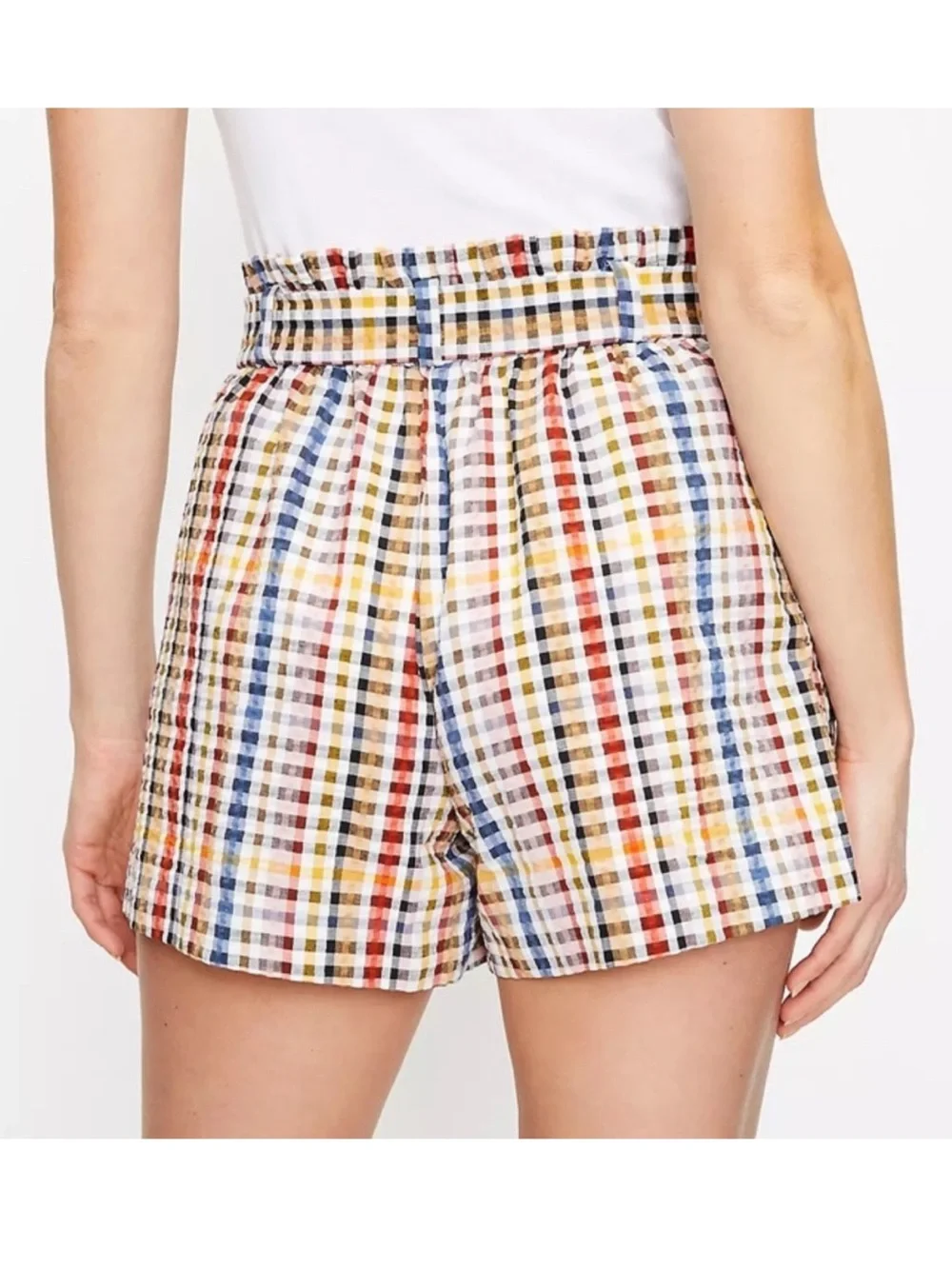 LOFT NWT Paperbag Pull-On Gingham Shorts- Size M